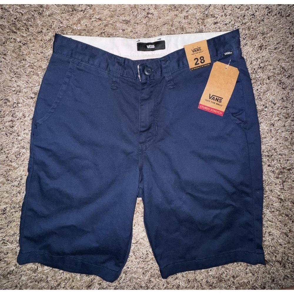 Vans Men's Chino Shorts Flat Front‎ Navy Blue NWT Size 28
